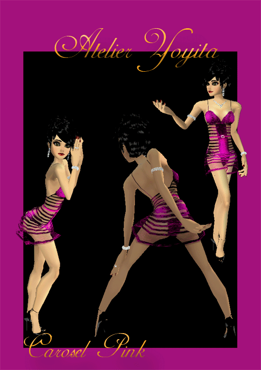 Carosel pink female mini dress for the romantic and elegant Avi with hot spaghetti straps and sexy transparent fabric by Atelier Yoyita